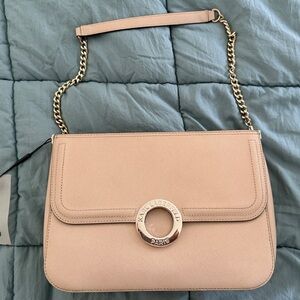 NWT- Karl Lagerfeld Beige Purse with Gold Accents